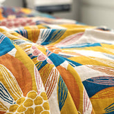 Yellow Flower Print Cotton Reversible Quilt